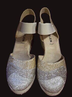 Anne Klein Iflex Gold/silver/bronze Wedge Shoe Size 10